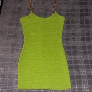 Neon green chain dress